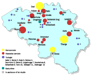 Afbeeldingsresultaat voor kerncentrales in belgie kaart